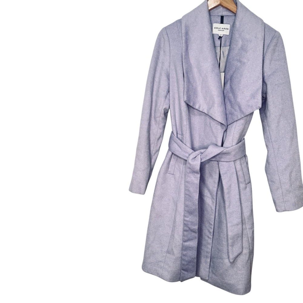 Cole Haan Lavender Purple Belted Trench Coat Size 8 NWT